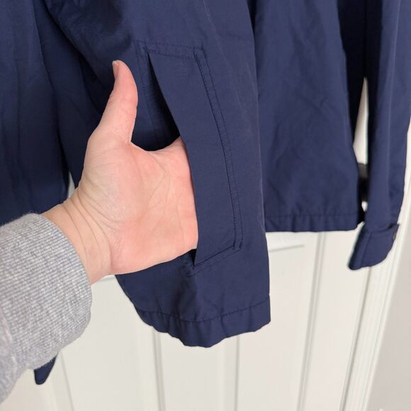 Eddie Bauer Mens XL Navy Blue Windbreaker Jacket Hidden Hood Pockets Outdoor - Picture 8 of 14